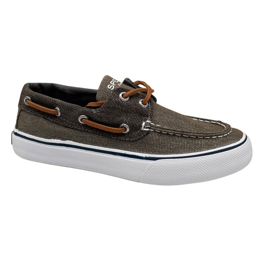 Sperry Men's Big Boys Bahama II Canvas Boat Shoes Size 4.5 Olive Casual Shoes